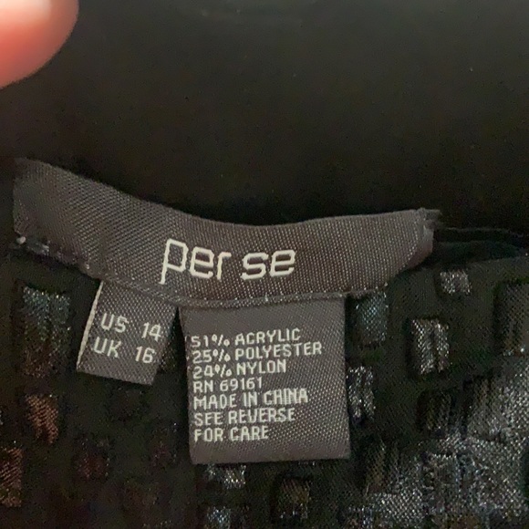 PerSe black pants w shimmery pattern size 14 - Picture 3 of 6